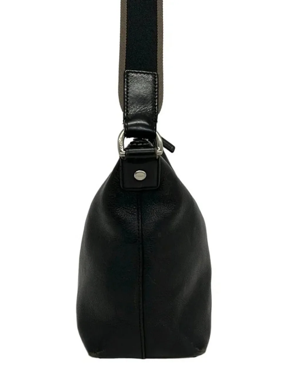 COACH Heritage Web Leather Small Crossbody F70559 Black Leather Shoulder Bag
